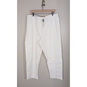 Eileen Fisher Organic Cotton Hemp Ankle Pants 1X White NWT Elastic Waist